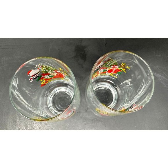 1985 (2) MCCRORY STORES Santa COCA COLA Tumbler Glasses Christmas Tree Sleigh - Picture 5 of 11